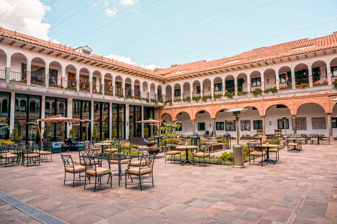 JW Marriott El Convento Cusco courtyard in the city of Cusco.